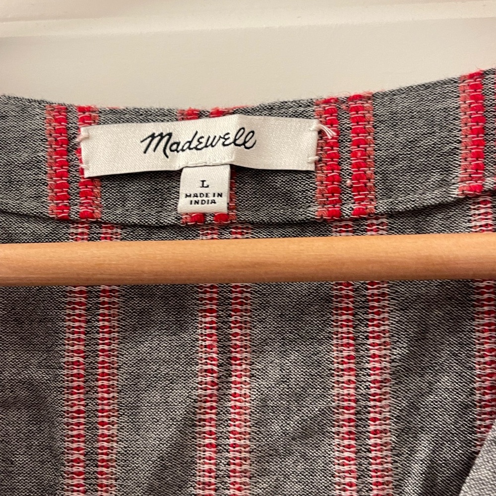 Madewell Gray and Pink Striped Peplum Pullover Blouse - Picture 4 of 4